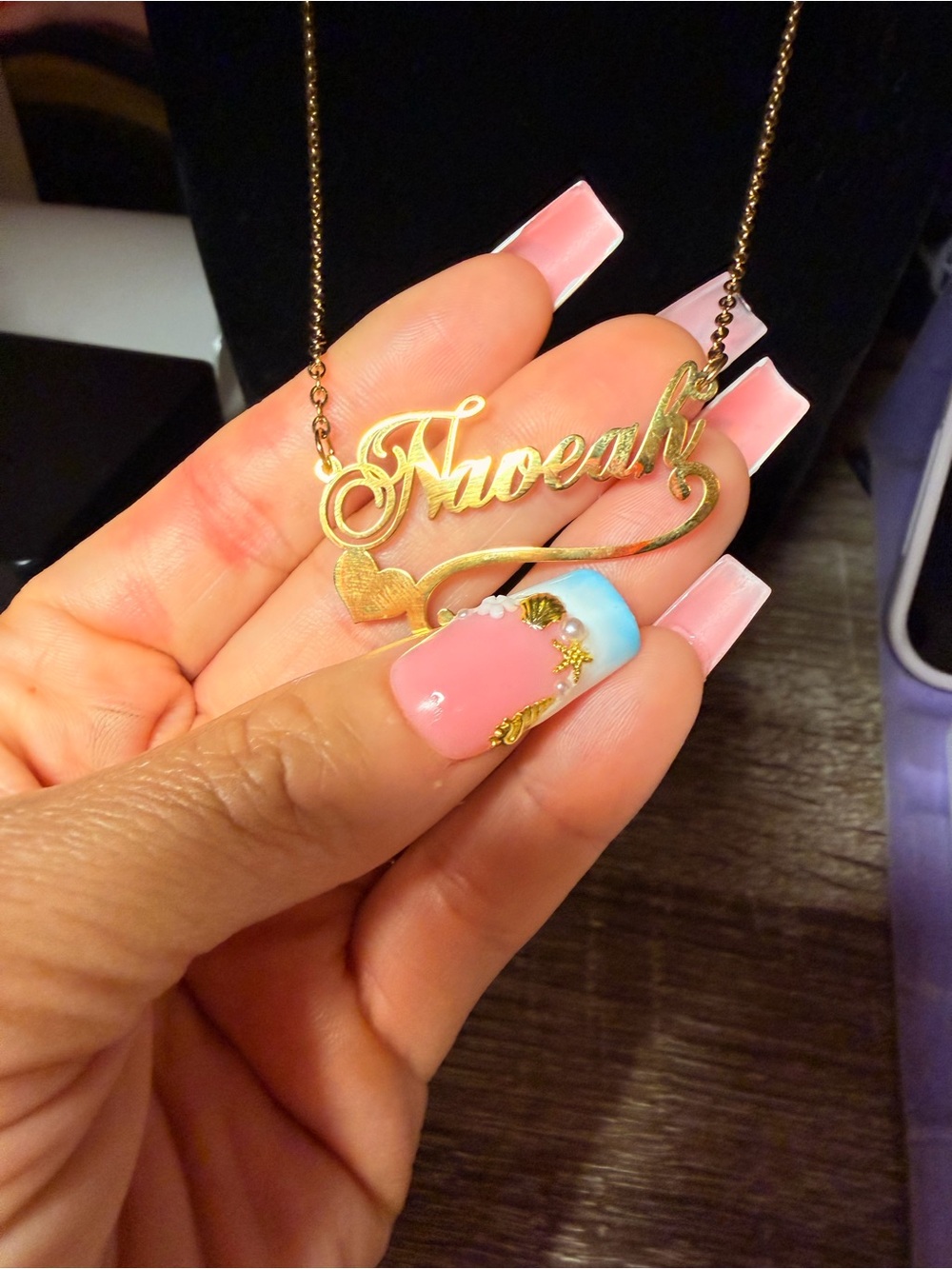 Custom Script Gold Name “ Naveah” Necklace -